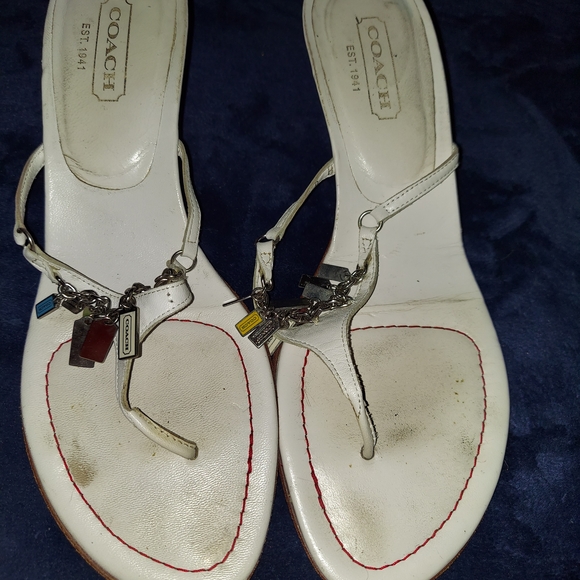 Coach White Women's Sandals with Charm Accents - Picture 1 of 8